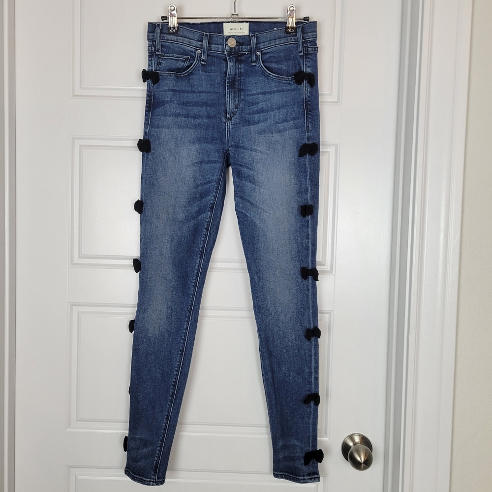 Anthropologie McGuire Newton skinny jeans with bows size 26 - Picture 2 of 11